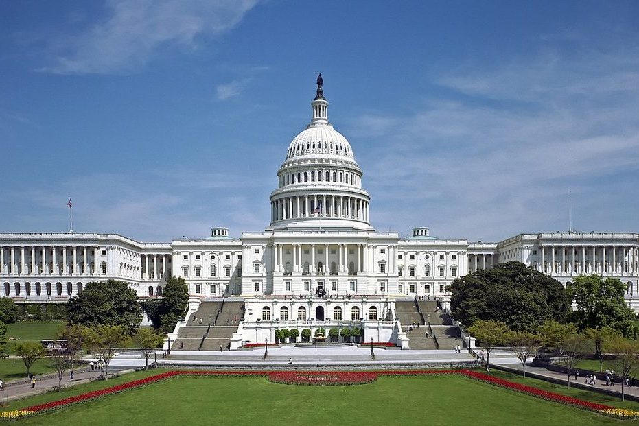 US Capitol dome in Washington DC in golden afternoon light